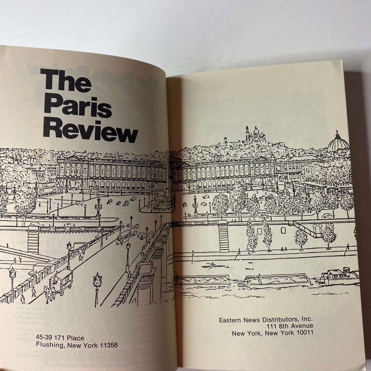 Interior page of The Paris Review Magazine, Fall 1983, No. 89, displaying the title page with a line drawing of a scenic view.