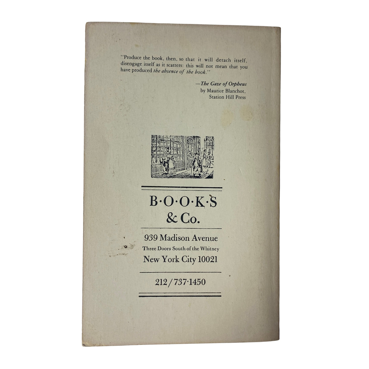 Back cover of The Paris Review Magazine Summer 1985 No. 96, displaying publishing details and an address for B.O.O.K.S. & Co.