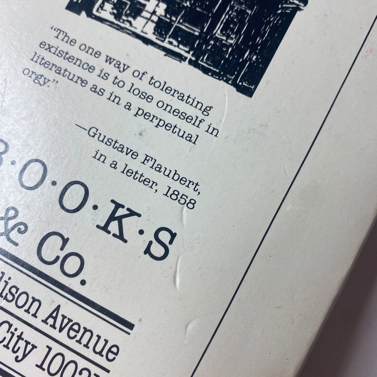 Close-up screenshot of the back cover of 'The Paris Review Magazine Spring 1988 No. 106 Doris Lessing,' featuring a quote from Gustave Flaubert about the nature of existence.