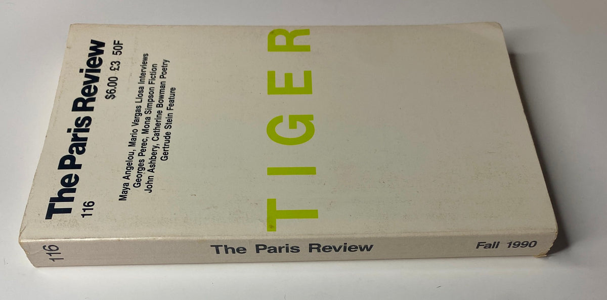 Cover of The Paris Review Magazine Fall 1990 No. 116 featuring the title and the word 'TIGER' with a white background.
