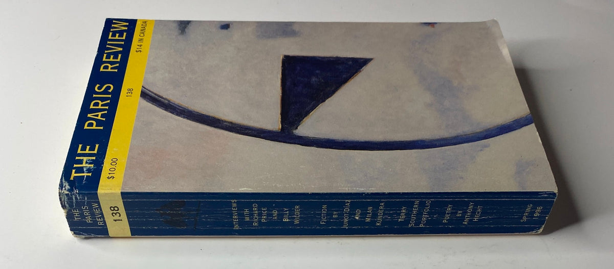 Side view of The Paris Review Magazine Spring 1996 No. 138 showing its spine and highlighting the publication details.