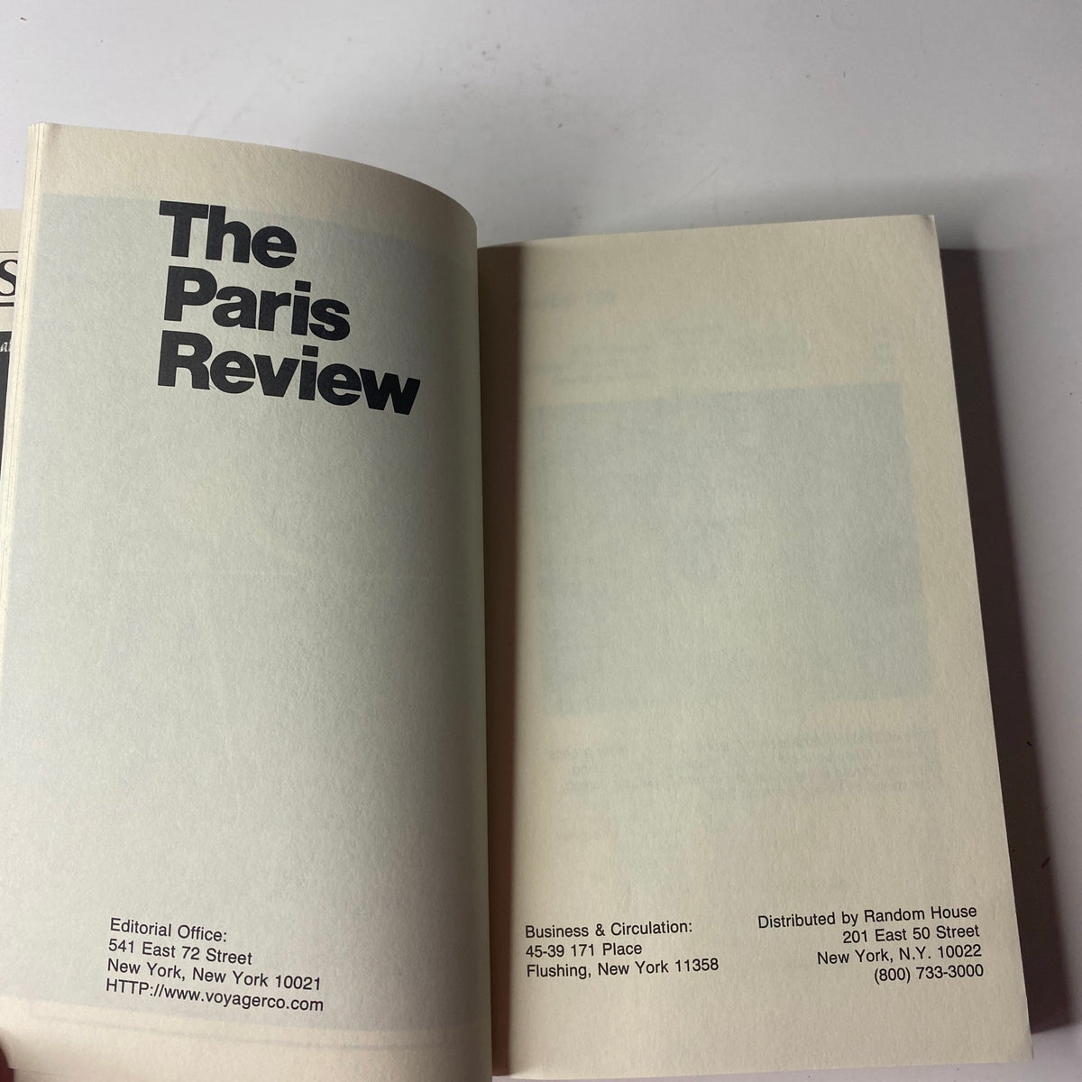 Inside cover page of The Paris Review Magazine Summer 1996 No. 139 John Hopkins, showcasing editorial information and layout.