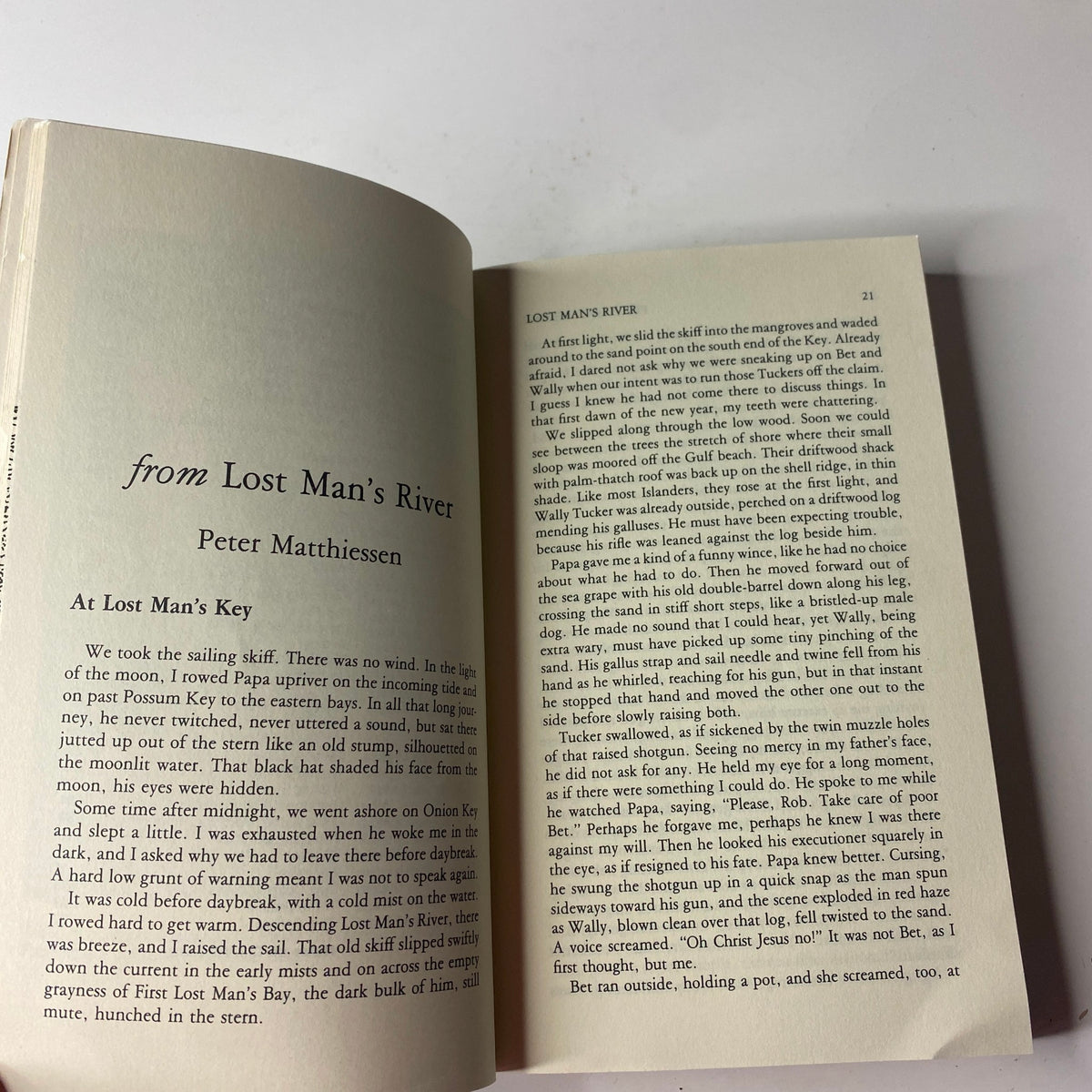 Page from The Paris Review Magazine Fall 1997 No. 144 presenting the beginning excerpt of the fiction piece 'Lost Man’s River' by Peter Matthiessen.