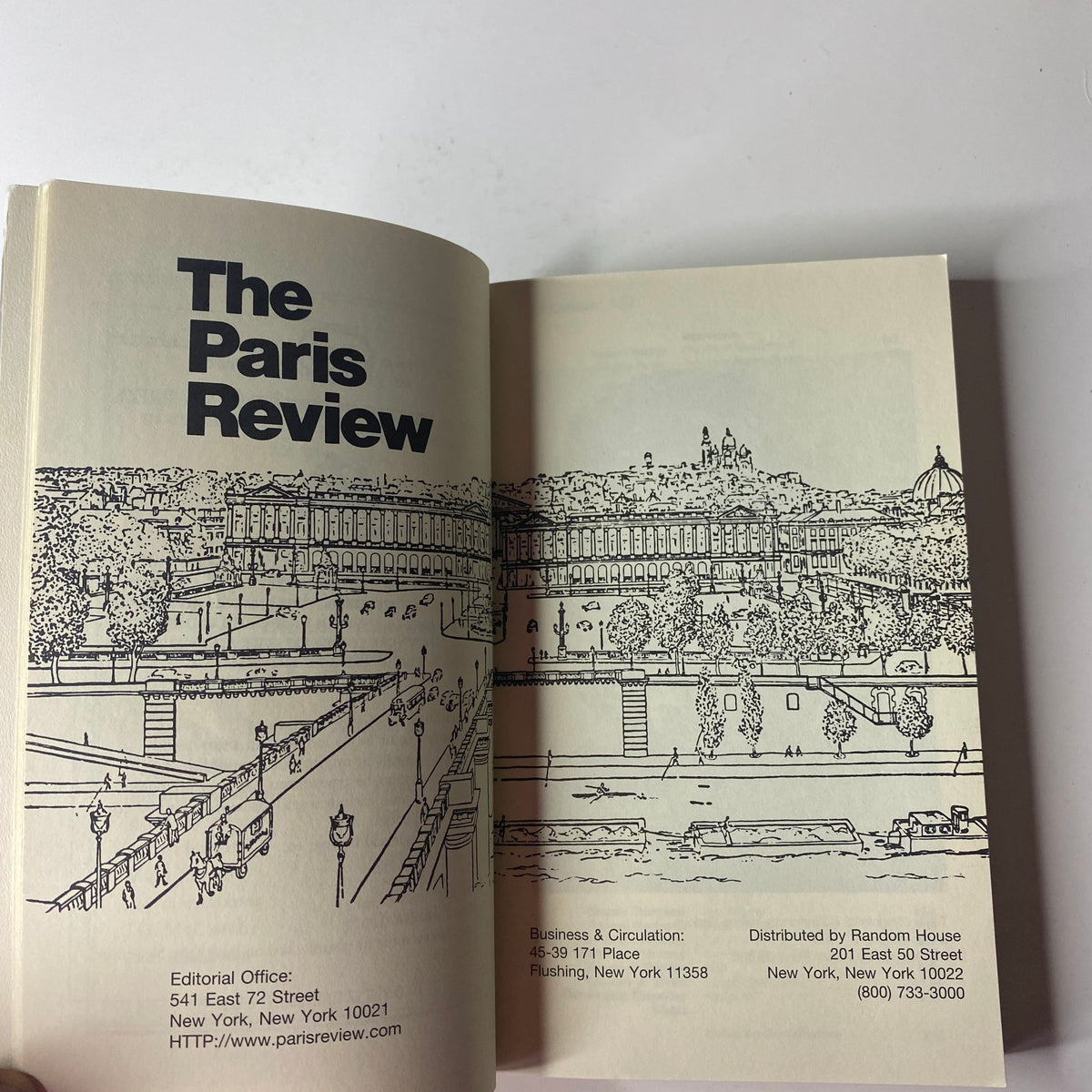 Inside cover page of The Paris Review Magazine Summer 1999 No. 151, displaying the magazine's editorial office information and artistic illustration.