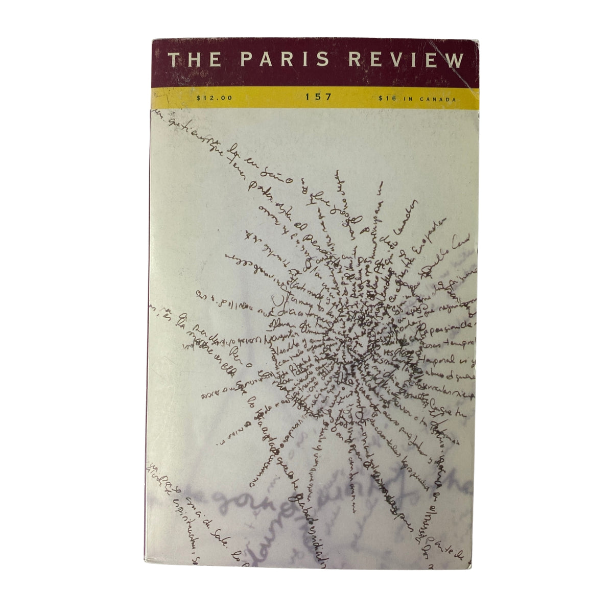 Cover of The Paris Review Magazine Winter 2000-2001 No. 157 featuring abstract design and text.