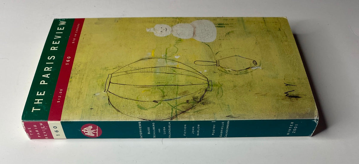 Spine view of The Paris Review Magazine Winter 2001 No. 160 showing the magazine's title and issue number, with a green and red theme.