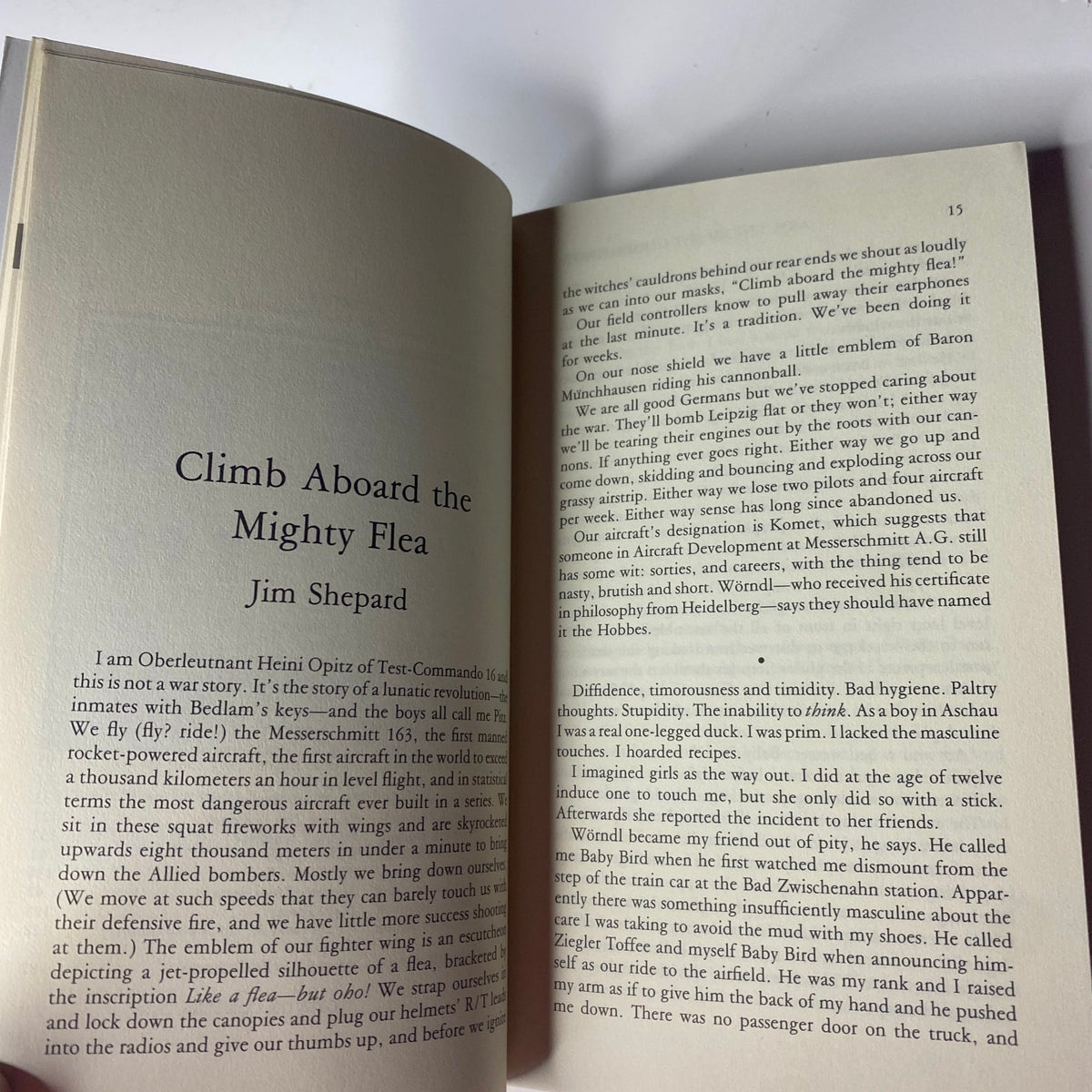 Page from The Paris Review Magazine Spring 2002 No. 161 featuring the story 'Climb Aboard the Mighty Flea' by Jim Shepard.