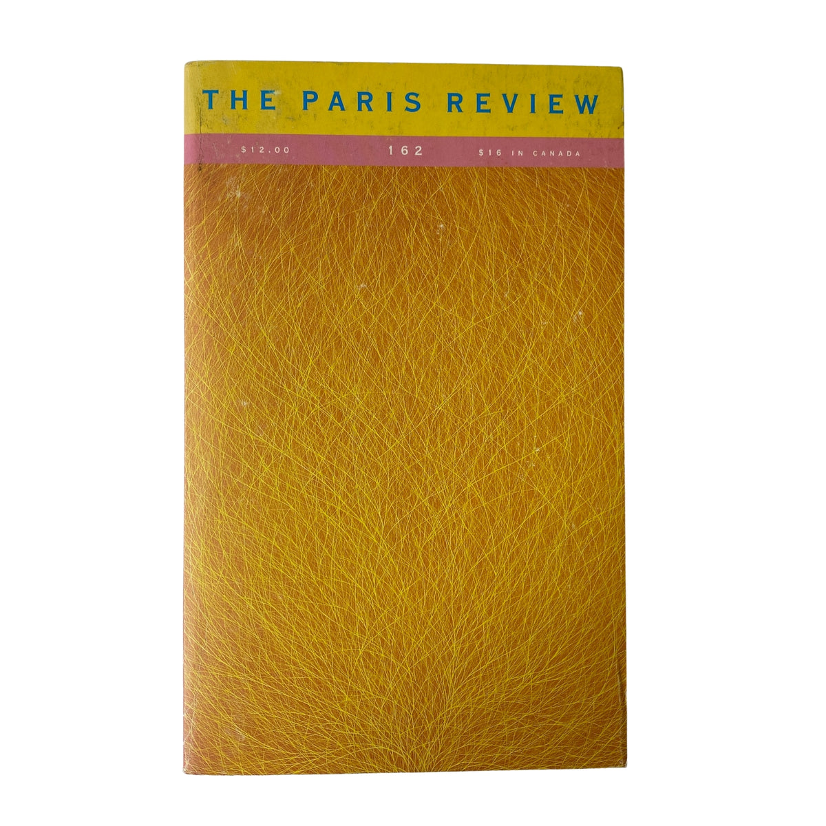 Cover of The Paris Review Magazine Summer 2002 No. 162 featuring a textured yellow background with bold title.