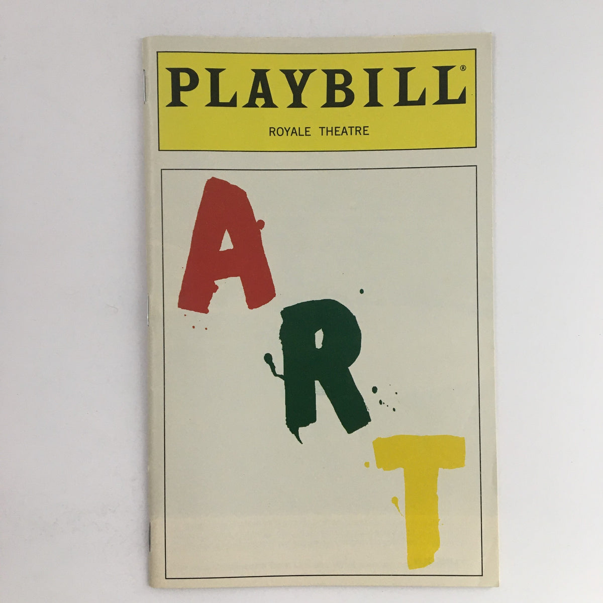 1998 Playbill Royale Theatre cover featuring the title 'ART' in colorful letters, showcasing the production with Alan Alda and Victor Garber.