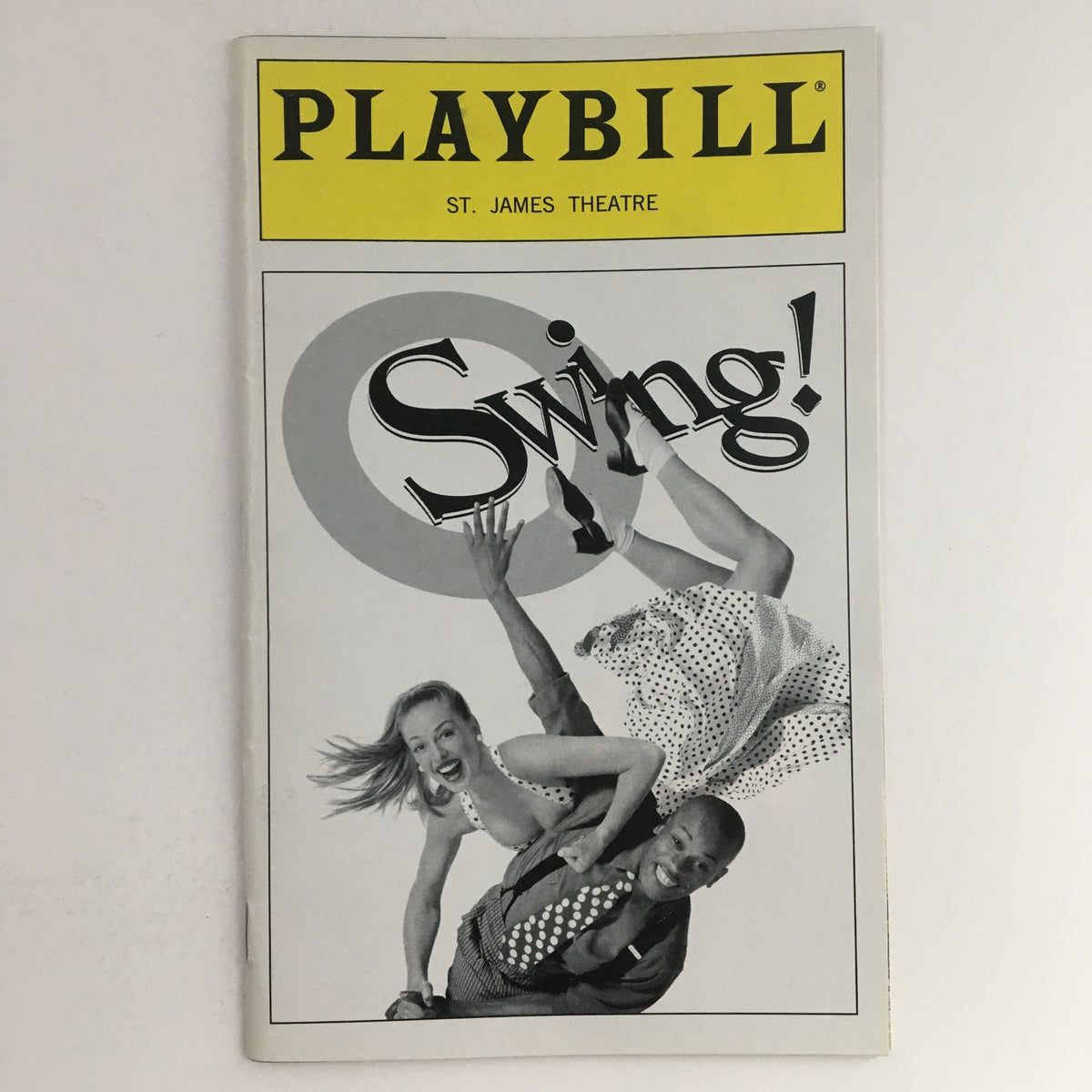 2000 Playbill from St. James Theatre featuring the show Swing, showcasing vibrant black and white cover art with performers in dynamic poses.