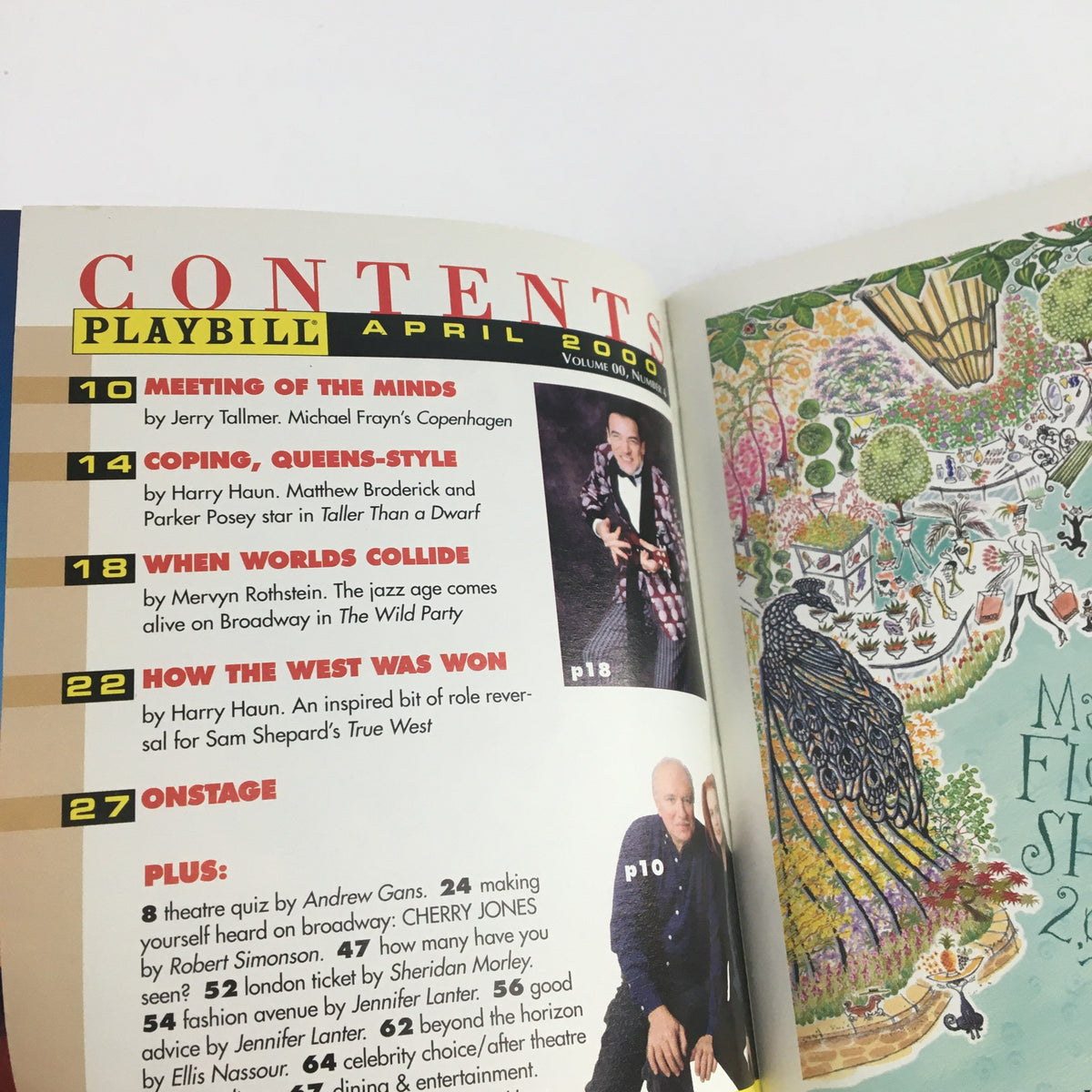 2000 Playbill Lyceum Theatre Present Andre Bishop & Bernard Gersten in Rose contents page featuring the summary of articles and highlights from the April 2000 issue.