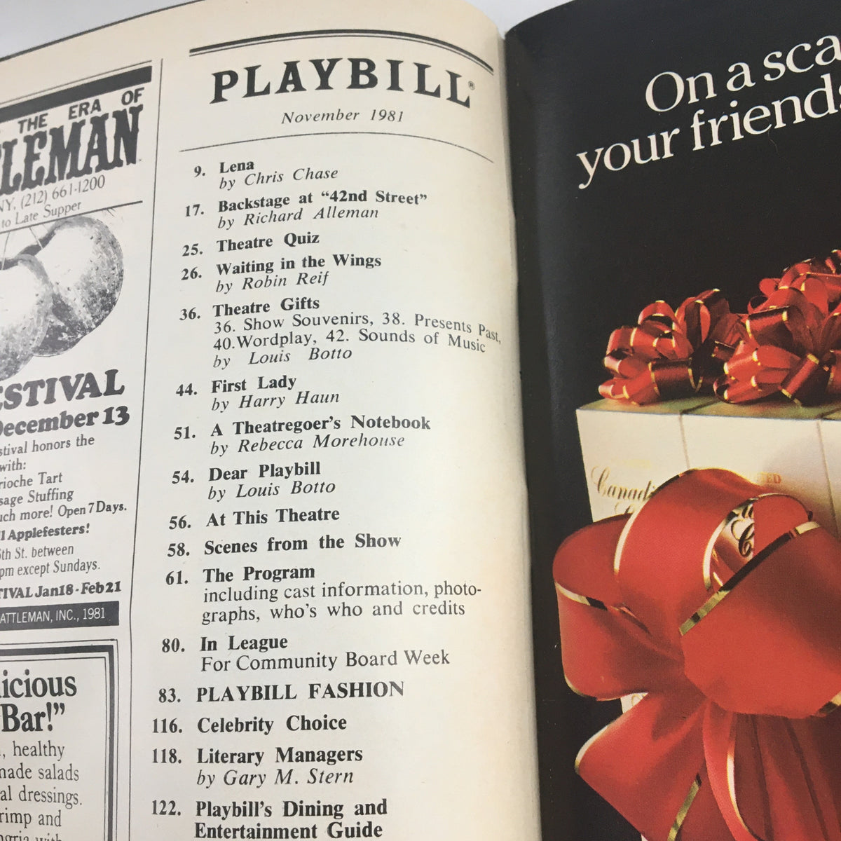 Inside view of the 1981 Playbill from Ethel Barrymore Theatre featuring compelling details and a list of notable productions.
