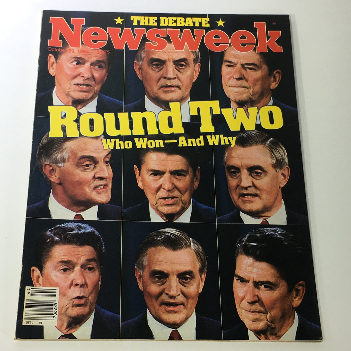 Cover of VTG Newsweek Magazine from October 29, 1984, featuring 'The Debate, Round Two' with highlights from the presidential debate between Ronald Reagan and Walter Mondale.
