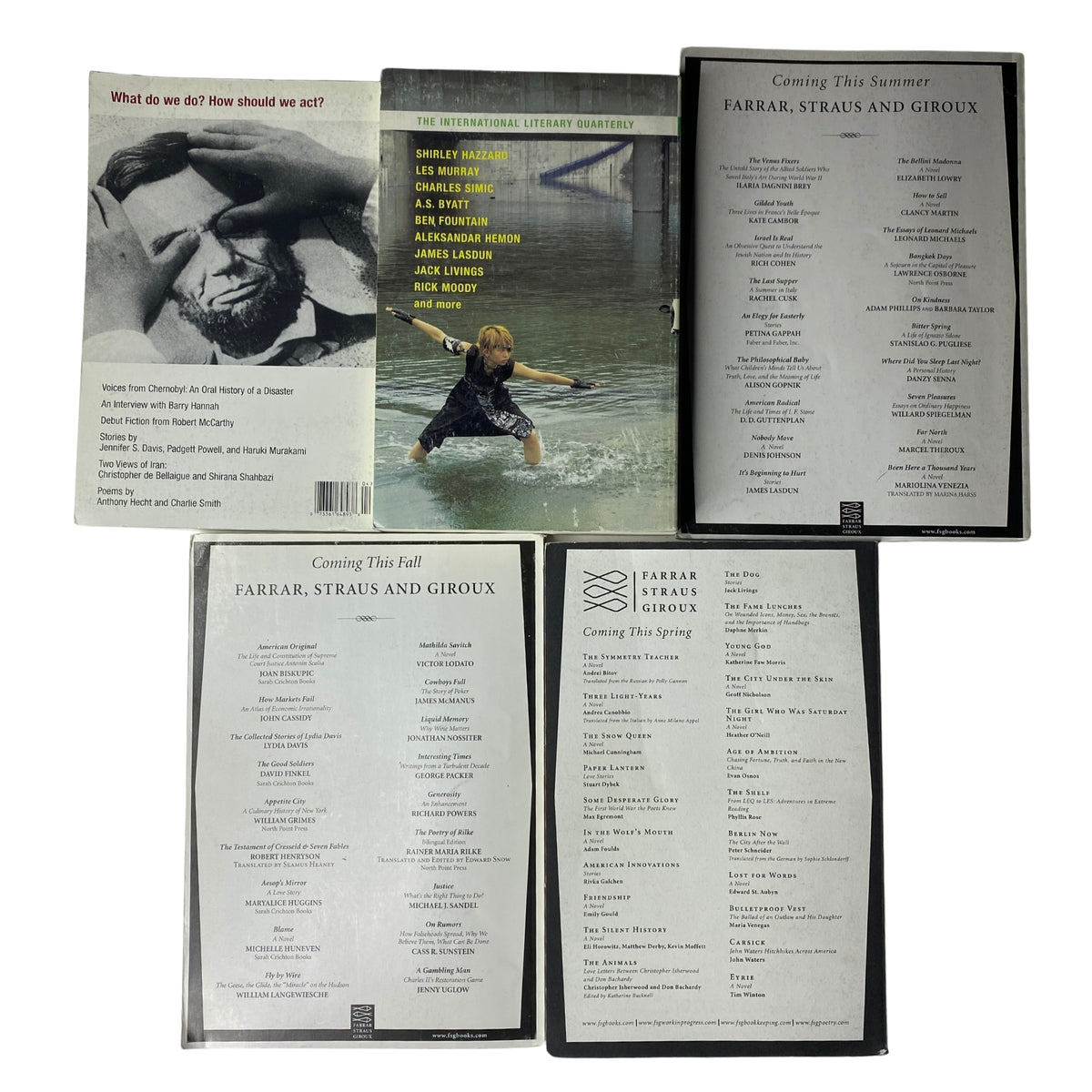 A collection showcasing the cover of The Paris Review Magazine Lot of 5 from the 2000s, featuring selected issues with a focus on literature, essays, and poetry. The covers display notable designs and themes, emphasizing the seasonal editions.