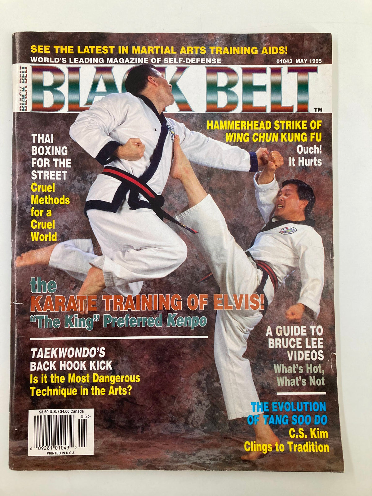 Cover of Black Belt Magazine May 1995 featuring Tang Soo Do Master CS Kim and Joe Bruno, showcasing martial arts techniques and training insights.