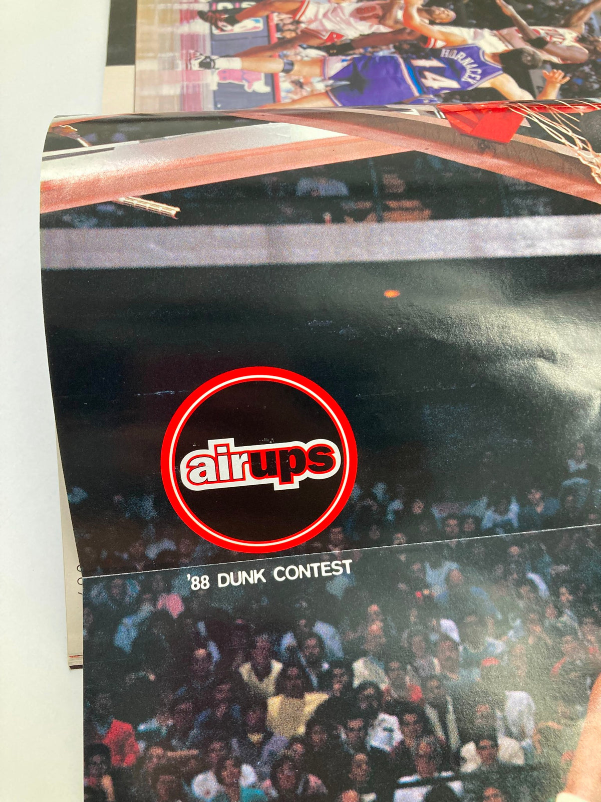Detailed view of the fold-out poster from Slam Magazine Presents 1997 #20 highlighting the '88 Dunk Contest featuring Michael Jordan, with emphasis on the Airups branding.
