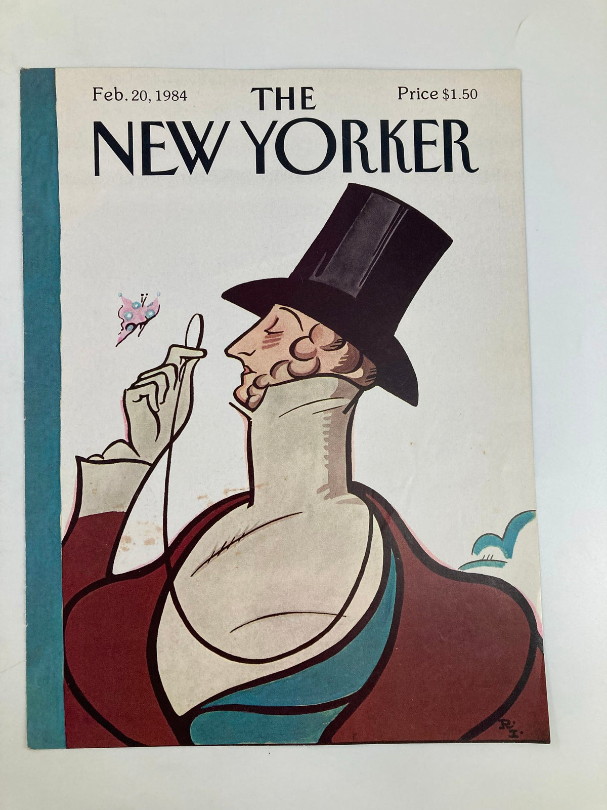 Cover only of The New Yorker dated February 20, 1984, featuring the iconic Eustace Tilley illustration by Rea Irvin. This vintage magazine cover showcases distinctive artwork and classic design elements.