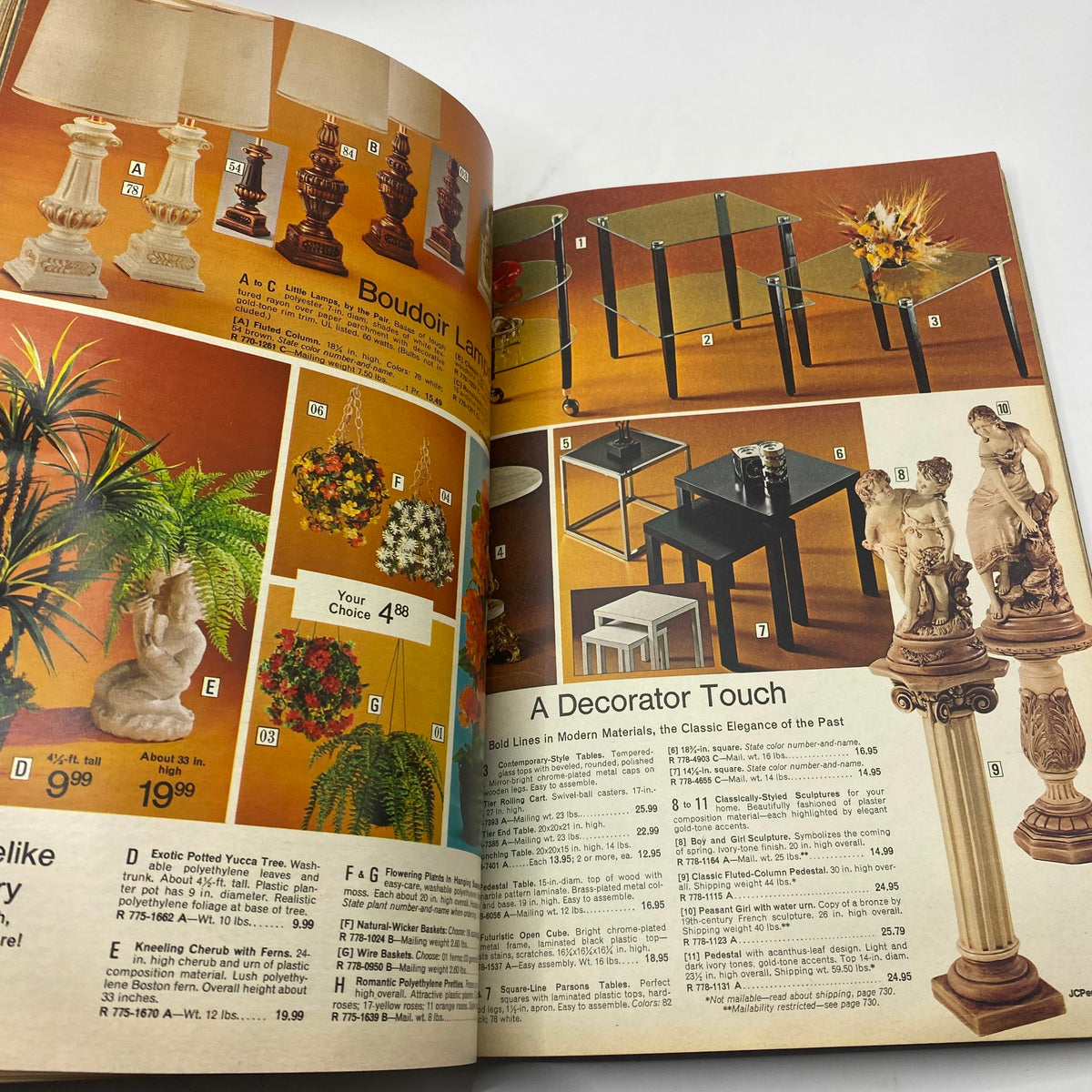 1973 JCPenney Fall and Winter All in Layers Catalog featuring decorative lamps and outdoor decor elements on display.