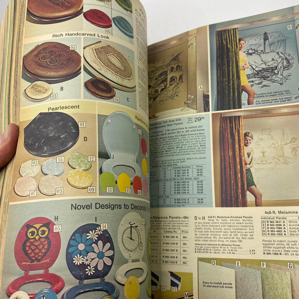 1973 JCPenney Fall and Winter All in Layers Catalog displaying colorful decorative items, including kitchen decor and a fashionable model.