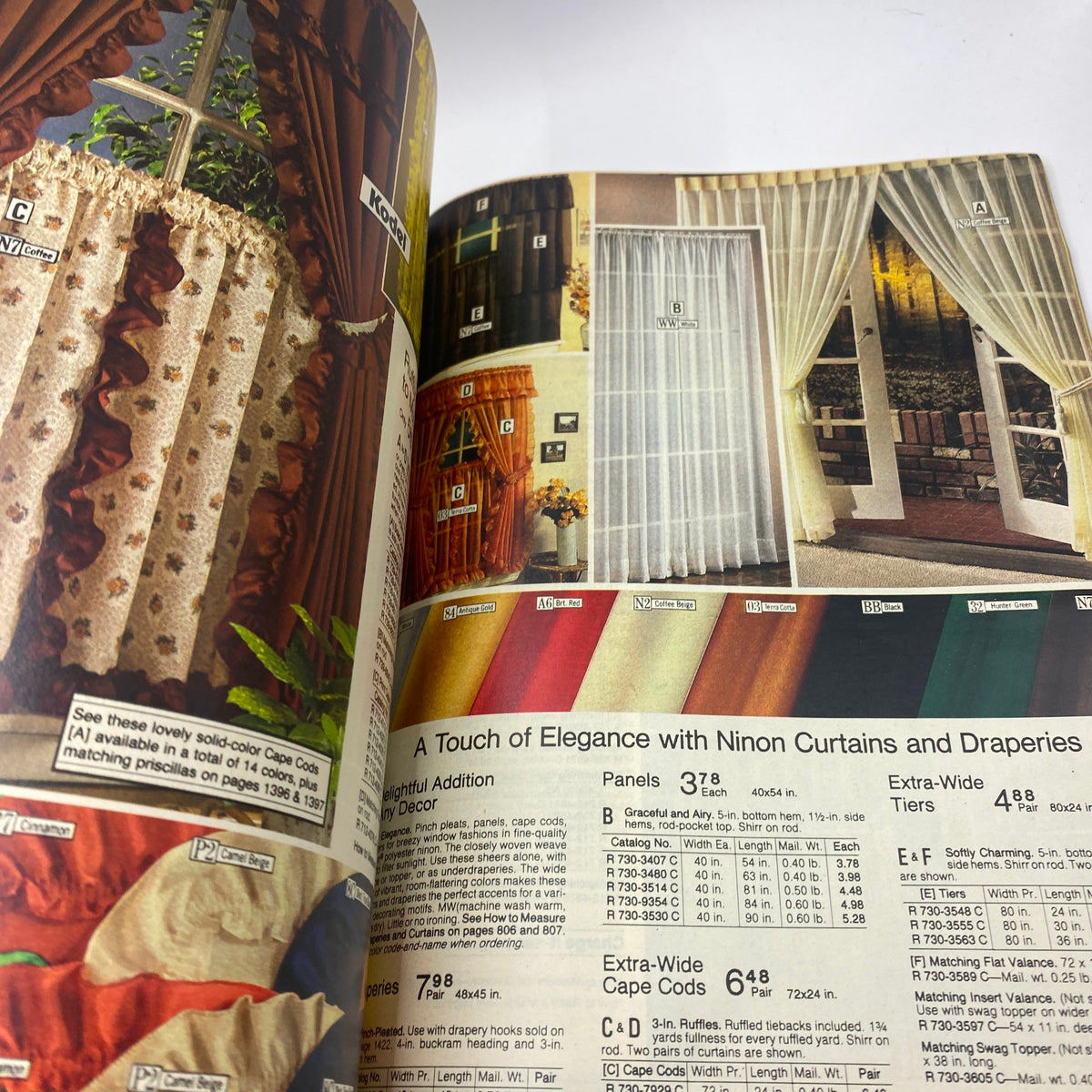 1979 JCPenney Fall and Winter Softened Dressing Catalog displaying a range of Ninon curtains and draperies with elegant styles.