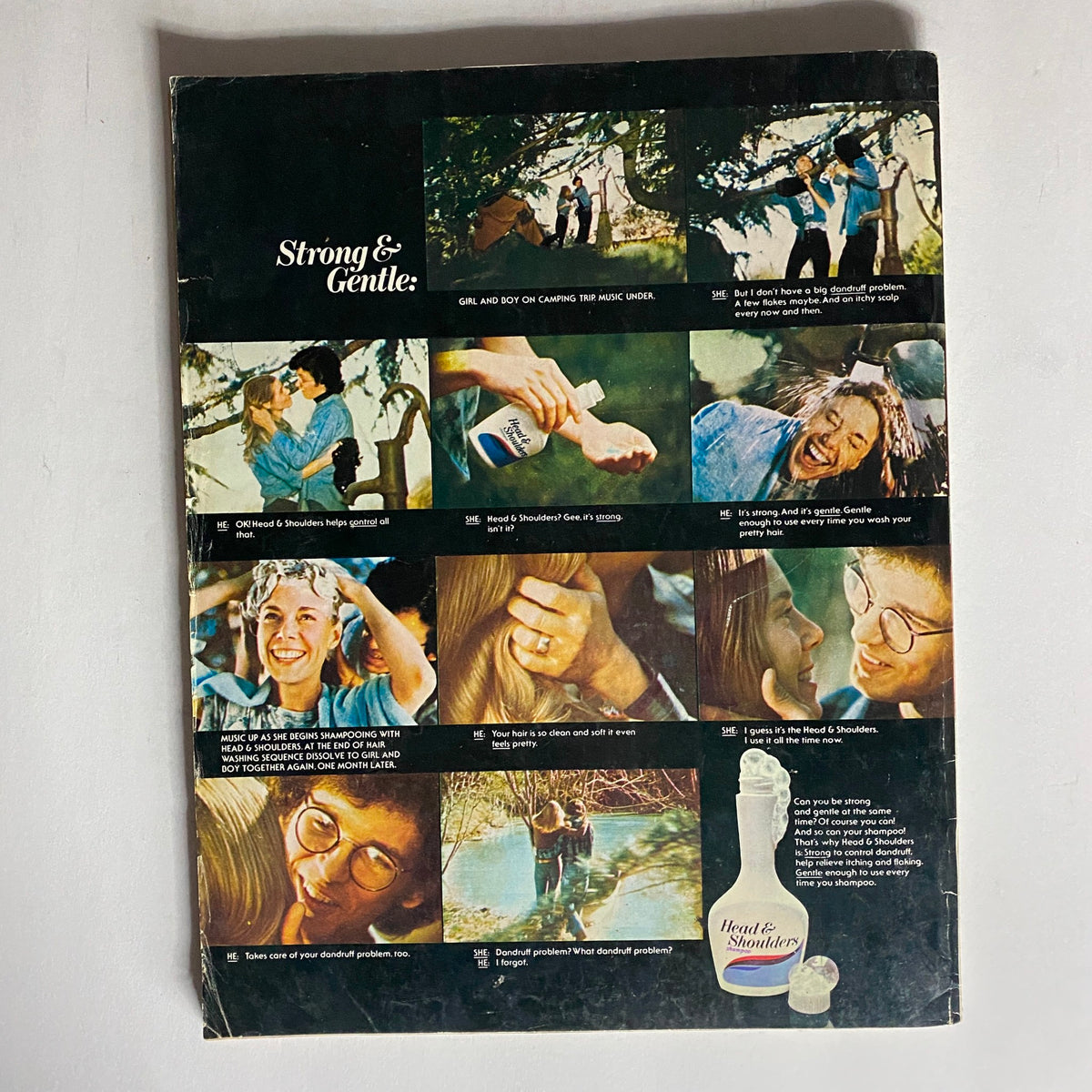 Back cover of VTG Seventeen Magazine October 1974 featuring a vintage advertisement for Head & Shoulders shampoo. The ad captures the essence of 1970s youth culture and beauty practices, aligning with 'The Makeovers USA' theme.
