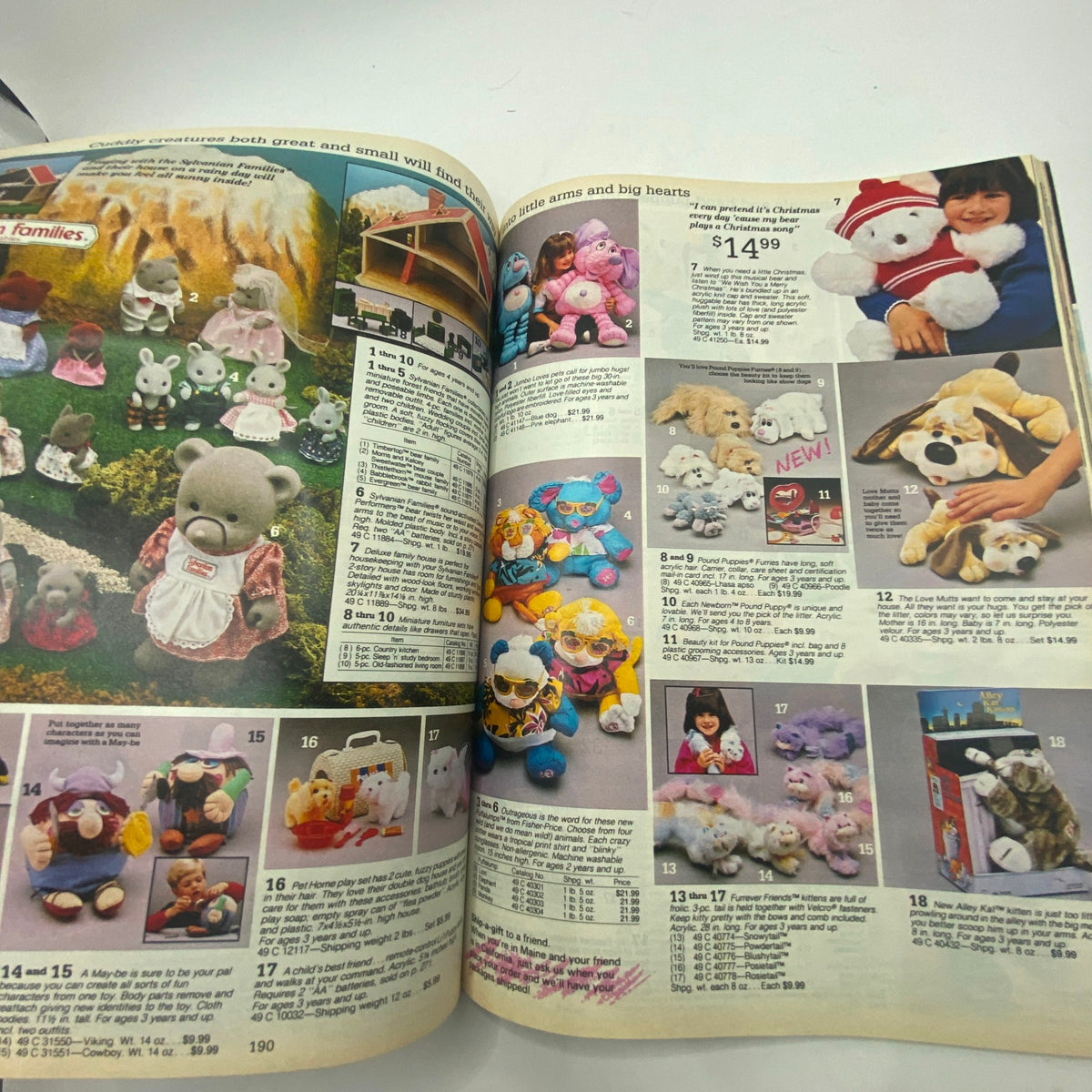1987 Sears Wish Book for Kids displaying a variety of plush toys and teddy bears, ideal for collectors and lovers of vintage children's items.