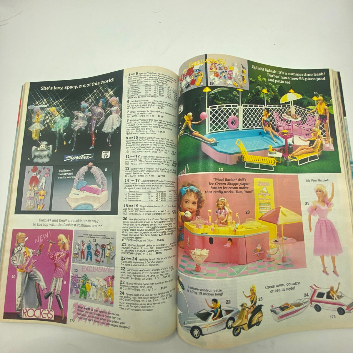 1987 Sears Wish Book for Kids with a vibrant collection of Barbie dolls and accessories, illustrating the fashion trends of the 1980s.
