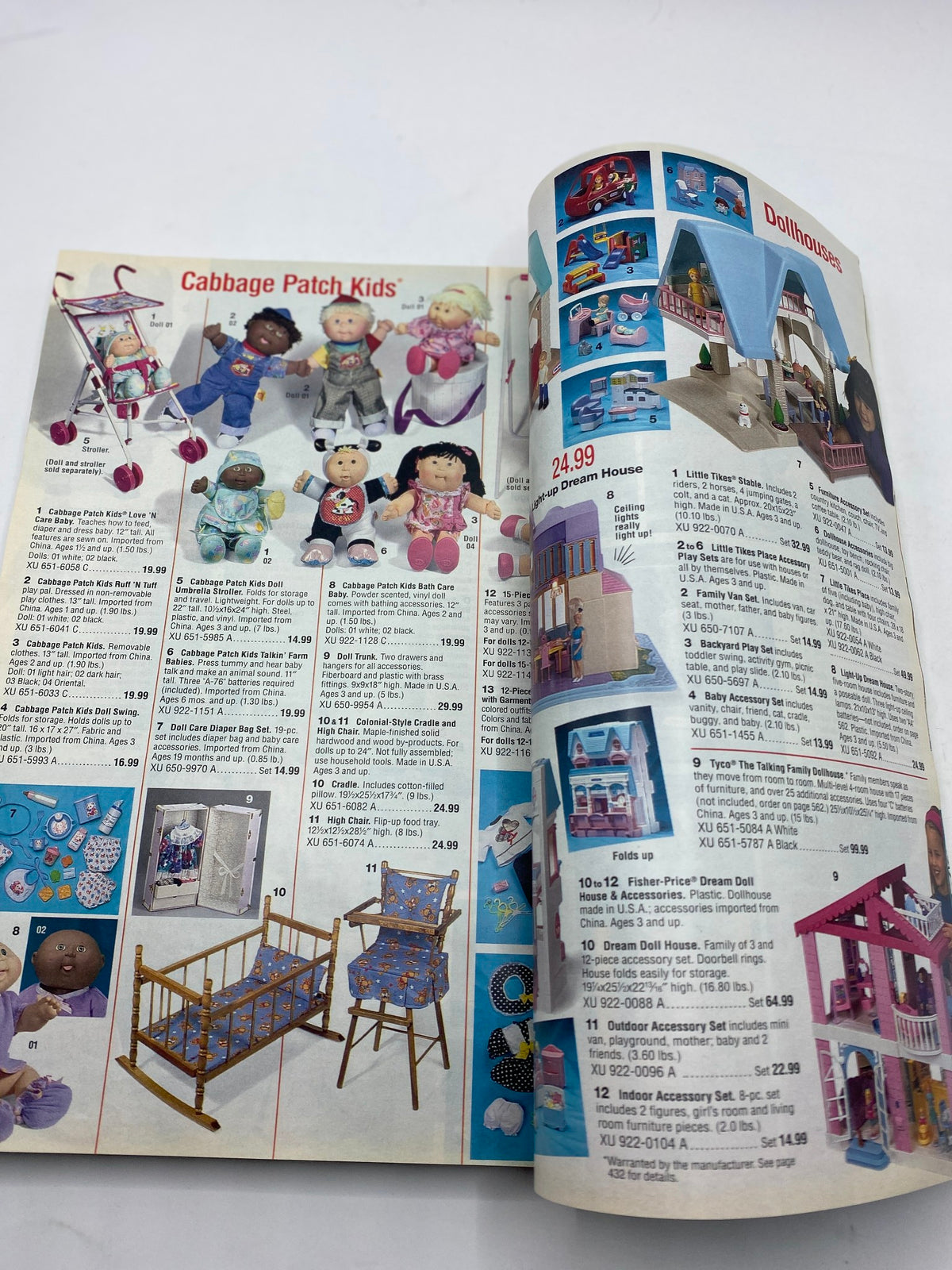 1994 JCPenney Christmas Gifts Under $30 Catalog featuring Cabbage Patch Kids dolls, a stroller, and dollhouse accessories with colorful illustrations.