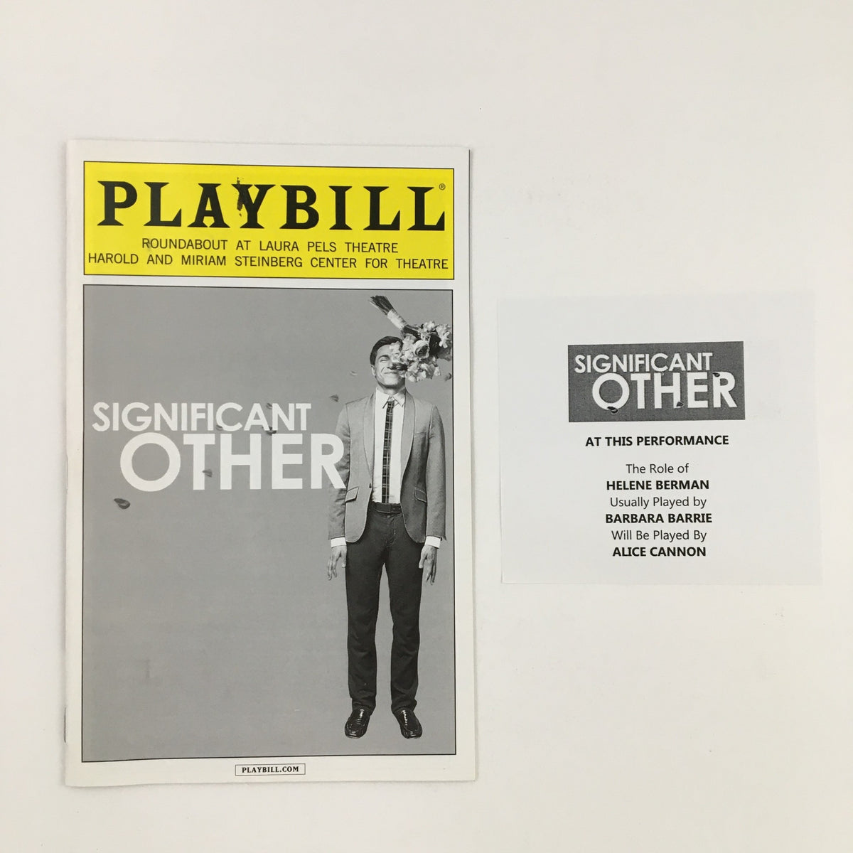 2015 Playbill for Significant Other by Joshua Harmon, presented by Roundabout Theatre Company, featuring a man in formal attire on the cover.