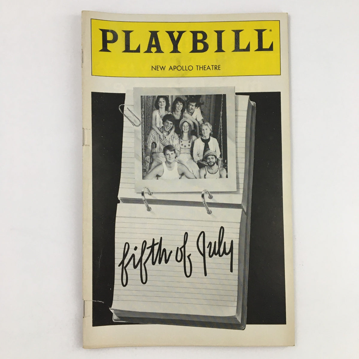1980 Playbill New Apollo Theatre featuring Fifth of July, showcasing the cast in a nostalgic design.