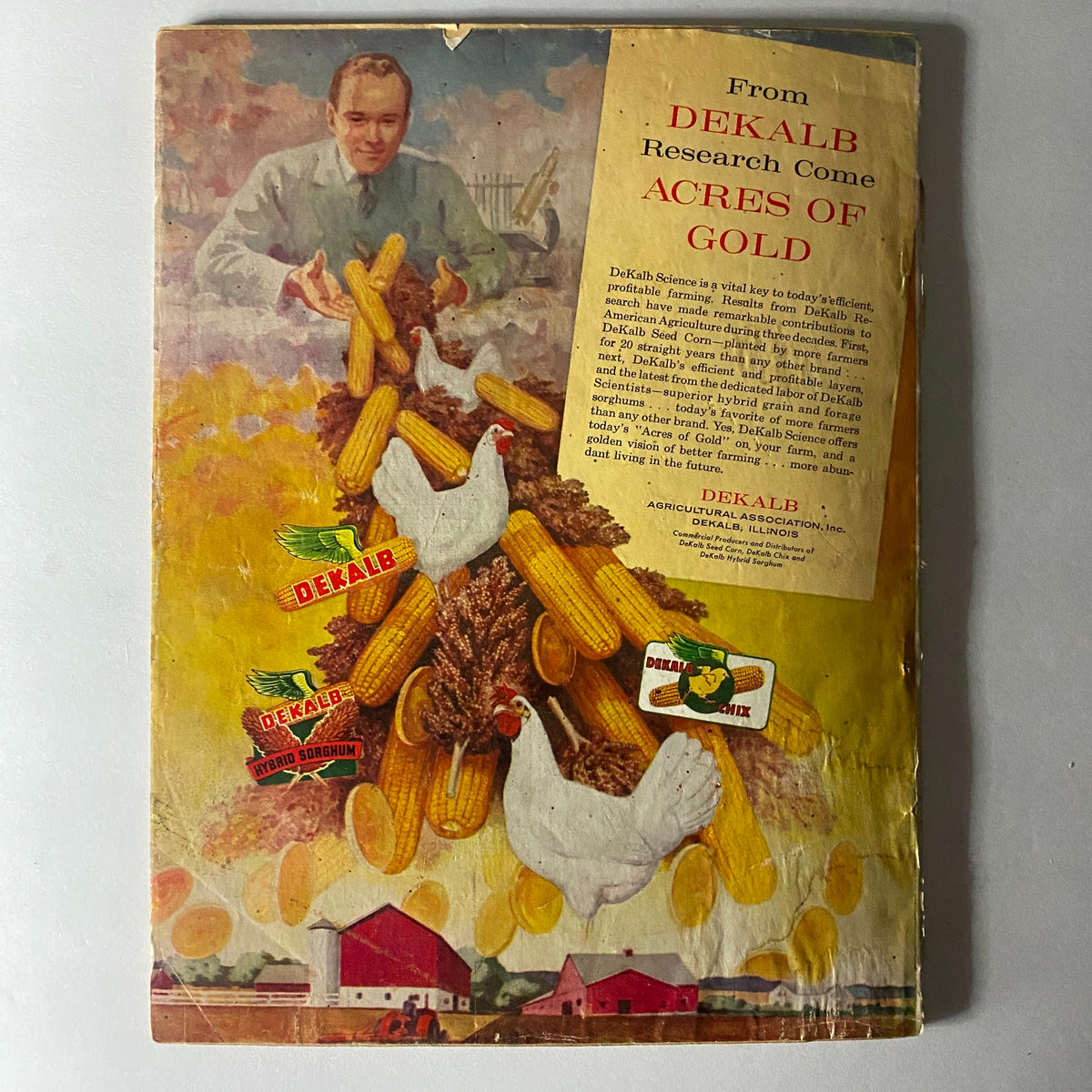 Cover of VTG Carper's Farmer Magazine from October 1959, featuring a vibrant illustration with a man surrounded by corn and chickens, showcasing vintage agricultural advertising.
