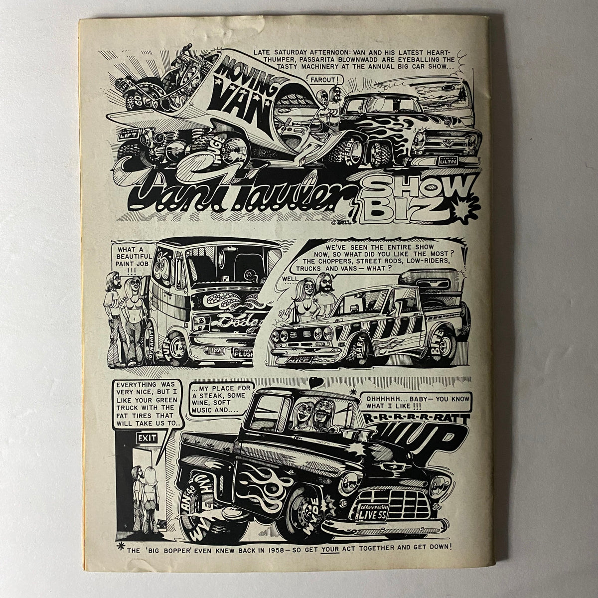 Back page of November 1975 Truckin' Magazine featuring comic art related to truck culture.