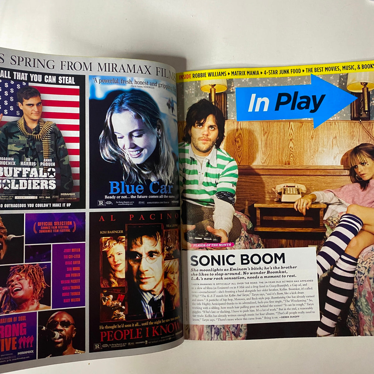 Radar Magazine 2003 Jennifer Lopez Cover No Label VG showing an inside page with Sonic Boom article and imagery relevant to early 2000s media.