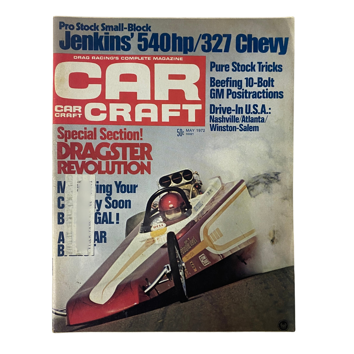 Car Craft Magazine May 1972 Vol 20 No. 5 featuring the Dragster Revolution on the cover, showcasing a drag racing car design.