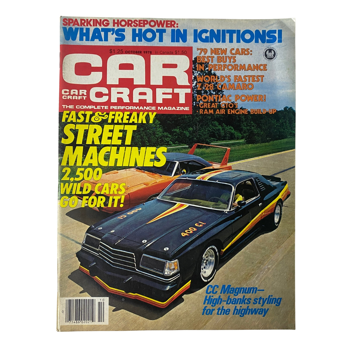 Cover of Car Craft Magazine October 1978 featuring Fast & Freaky Street Machines with a striking image of a muscle car on the front. Highlights include powerful builds and street performance innovations.