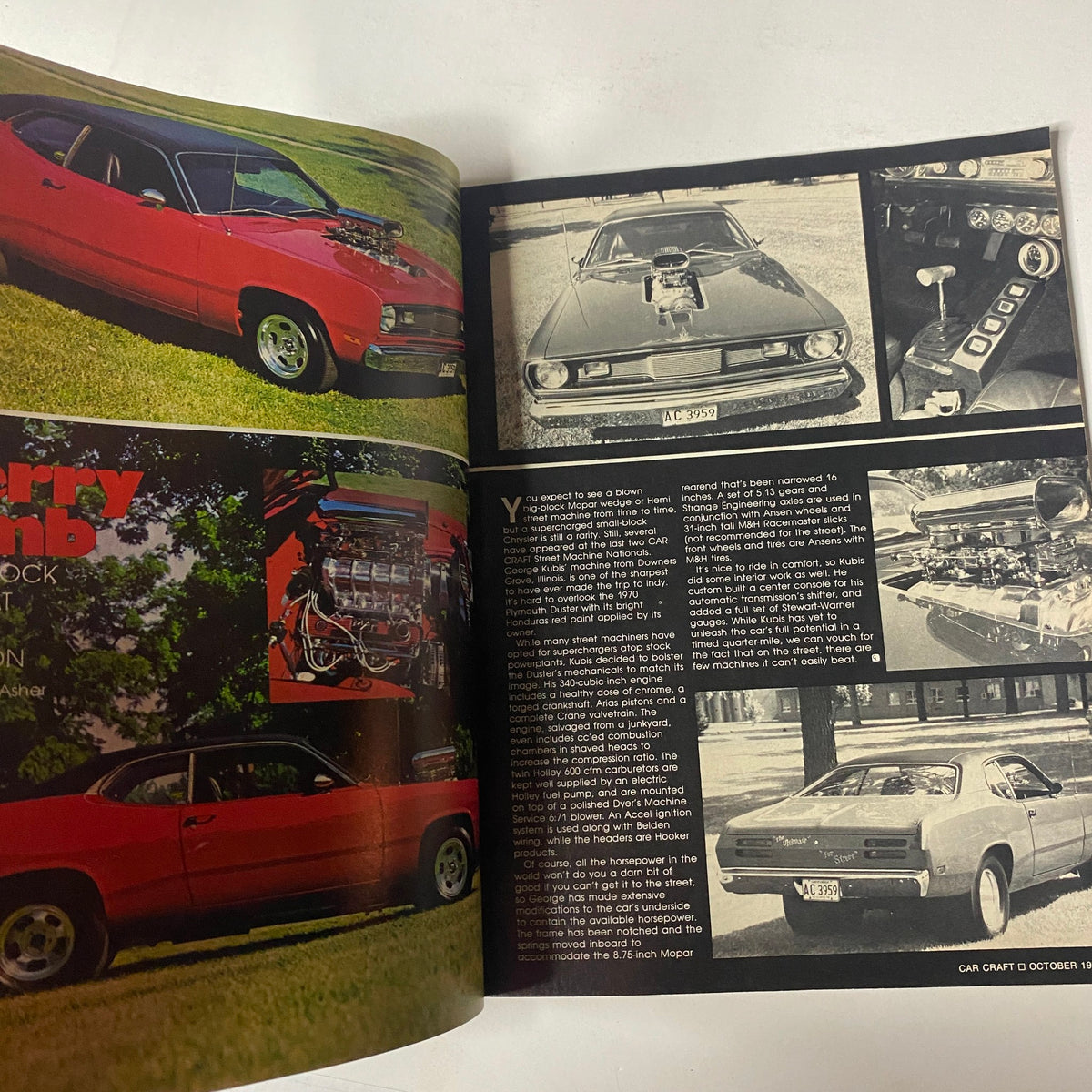 Car Craft Magazine October 1978 Fast & Freaky Street Machines showcasing a vintage red muscle car with an engine display, surrounded by greenery, illustrating classic American car culture.