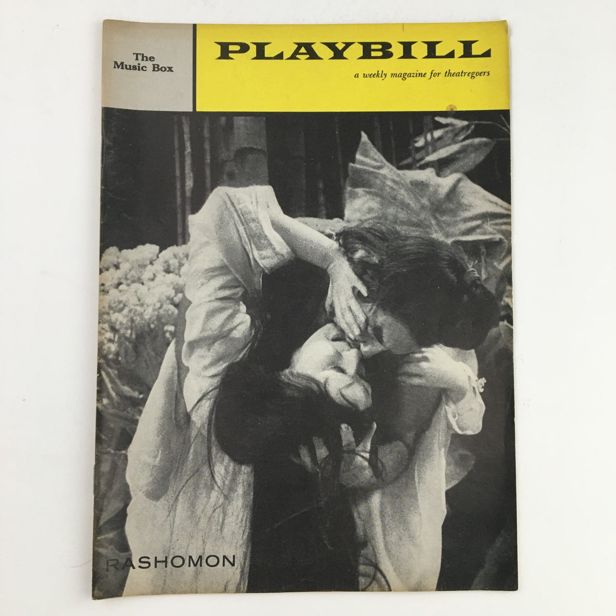 1959 Playbill for The Music Box featuring Rod Steiger in Peter Glenville's Rashomon, showcasing the iconic cover with a black and white image.
