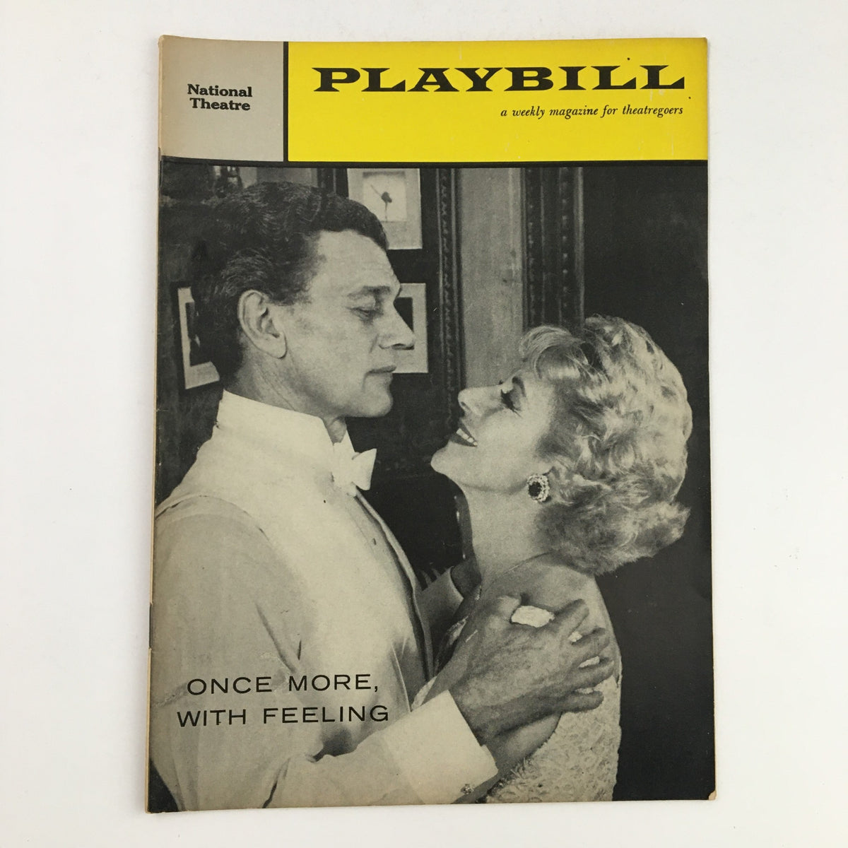 1959 Playbill National Theatre featuring Joseph Cotten and his co-star in the production 'Once More, With Feeling'.