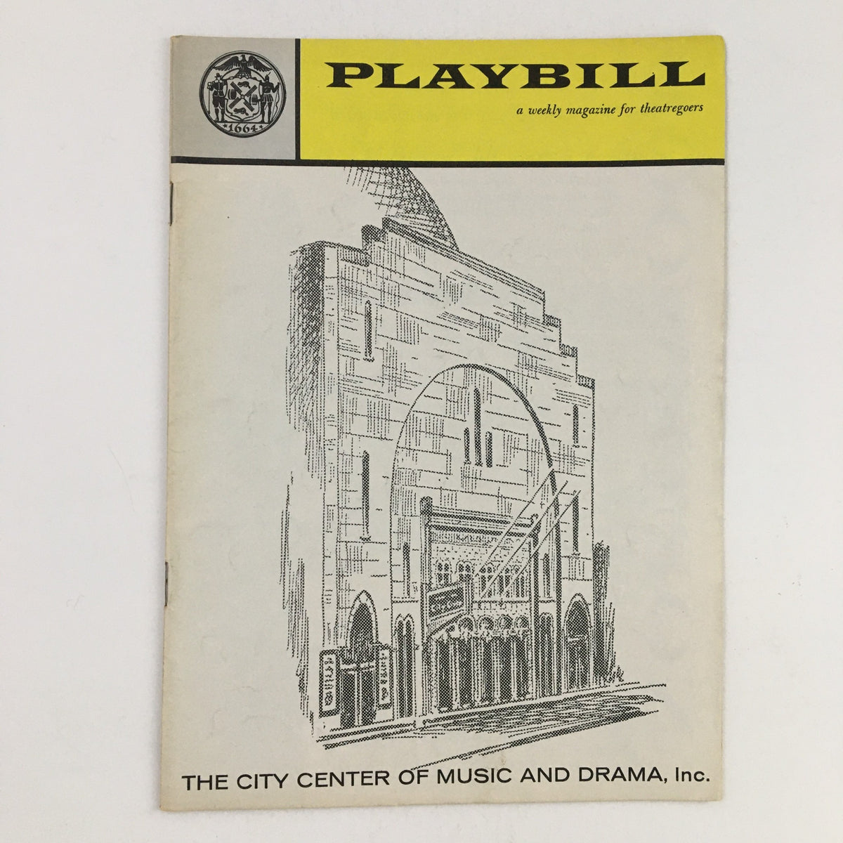 Front cover of the 1959 Playbill for Carmen at the New York City Center, featuring an illustration of the theater.
