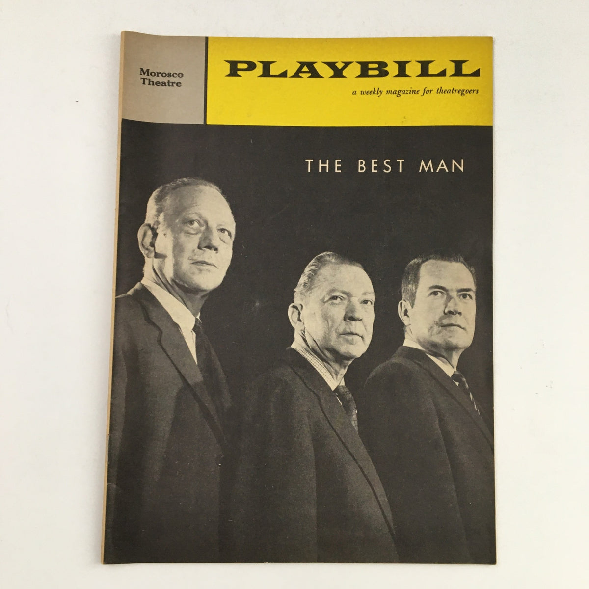 Original 1960 playbill for 'The Best Man' at Morosco Theatre featuring Lee Tracy in a prominent performance.