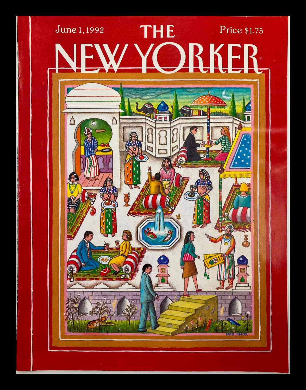 COVER ONLY The New Yorker June 1 1992 The India Scene by Bob Knox featuring vibrant illustrations of Indian culture and scenery.