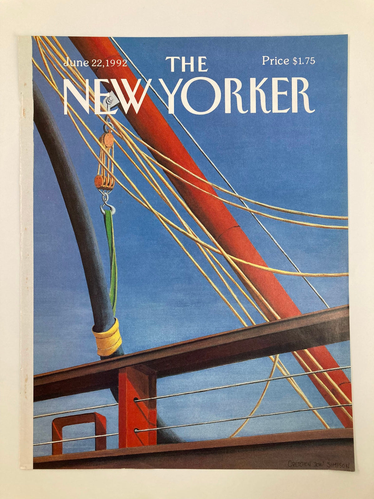 The New Yorker cover from June 22, 1992, depicting the stunning 'Ship' artwork by Gretchen Dow Simpson, with a focus on intricate maritime details and bold colors.