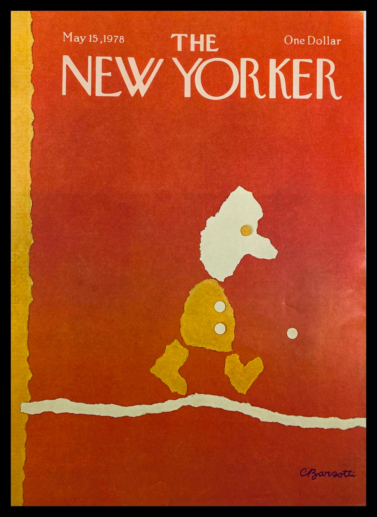 Vintage cover of The New Yorker from May 15, 1978, titled 'Deep Thoughts' by Charles Barsotti, featuring a whimsical minimalist design with a character walking.