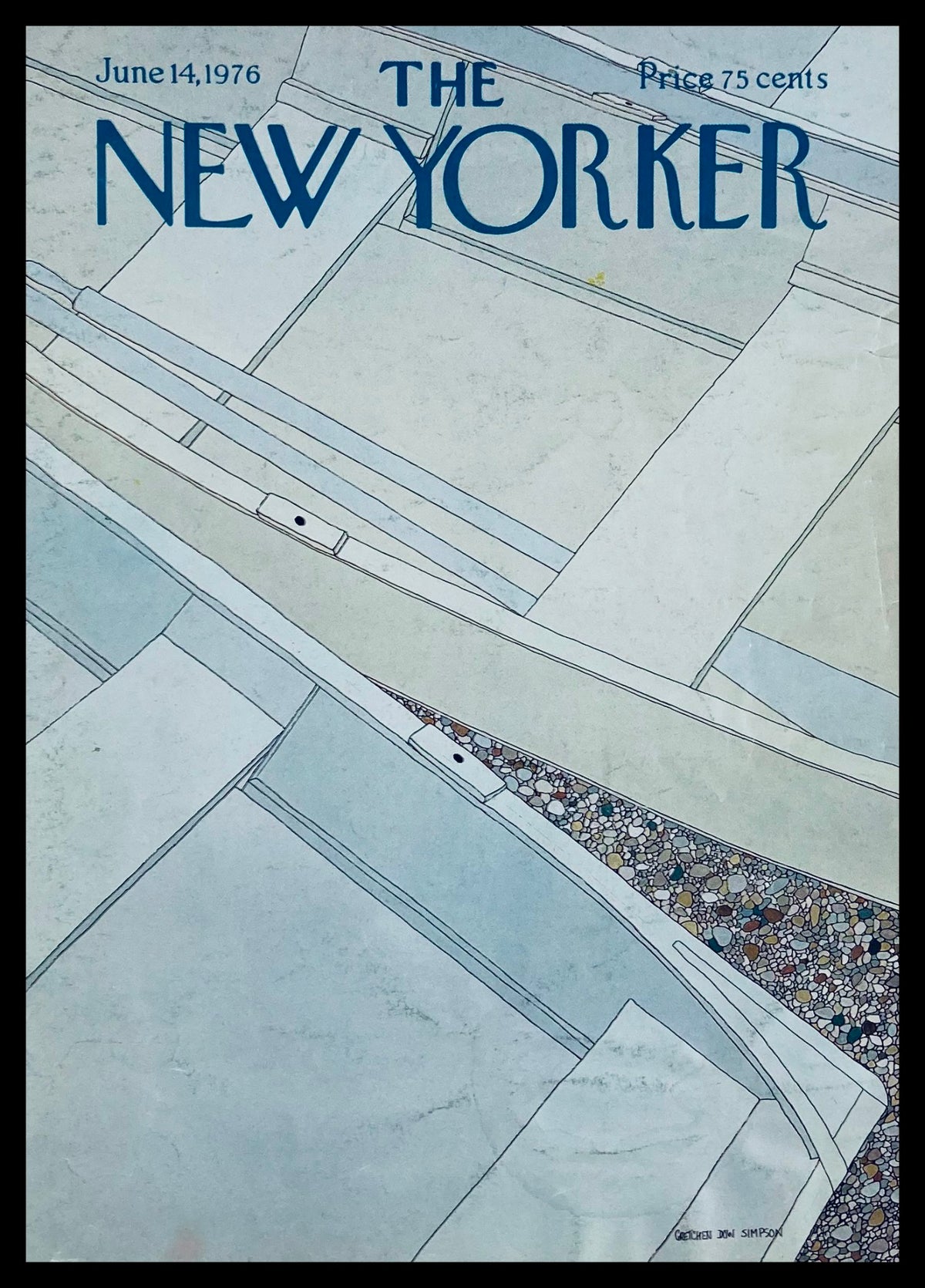 Cover of The New Yorker June 14, 1976, featuring the illustration 'Boats' by Gretchen Dow Simpson, showcasing a minimalist design with a light color palette.