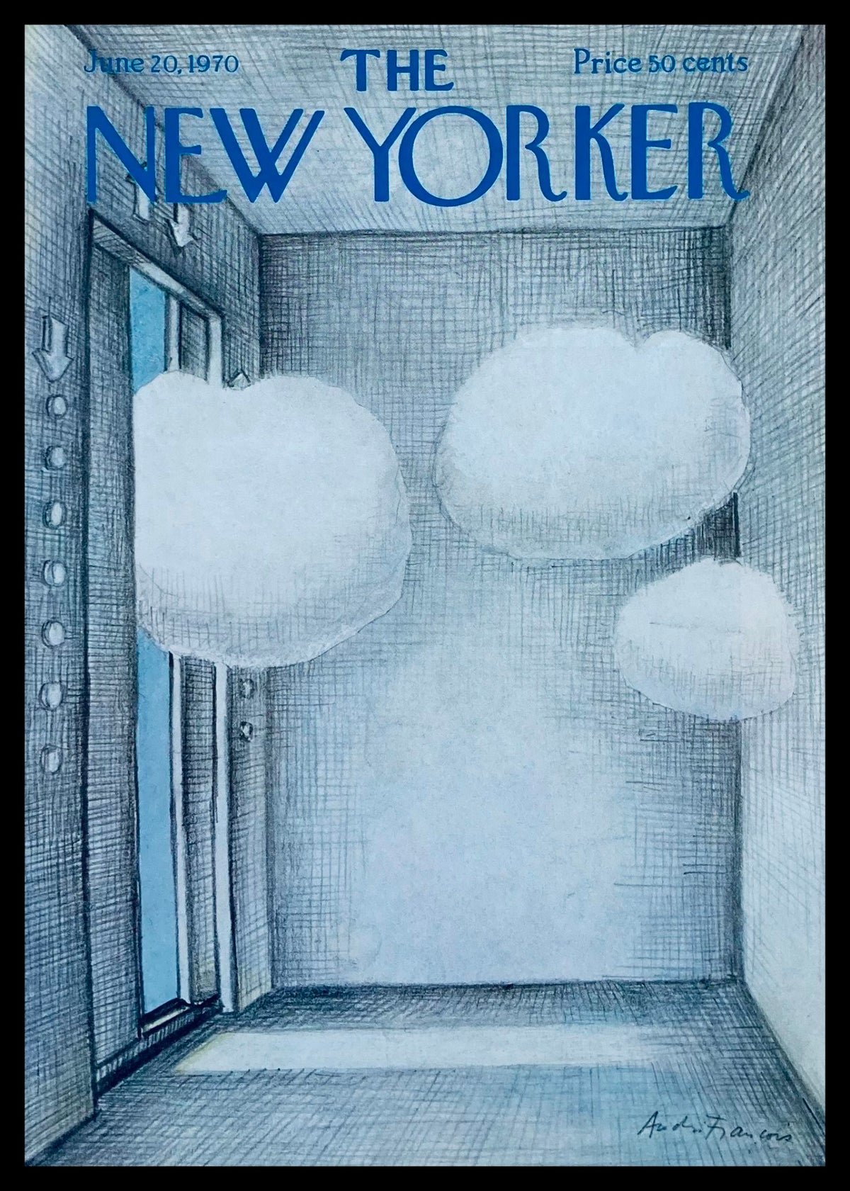 COVER ONLY The New Yorker June 20 1970 Cloud Room by Andrei Francois, showcasing an artistic illustration of a minimalist room with clouds.