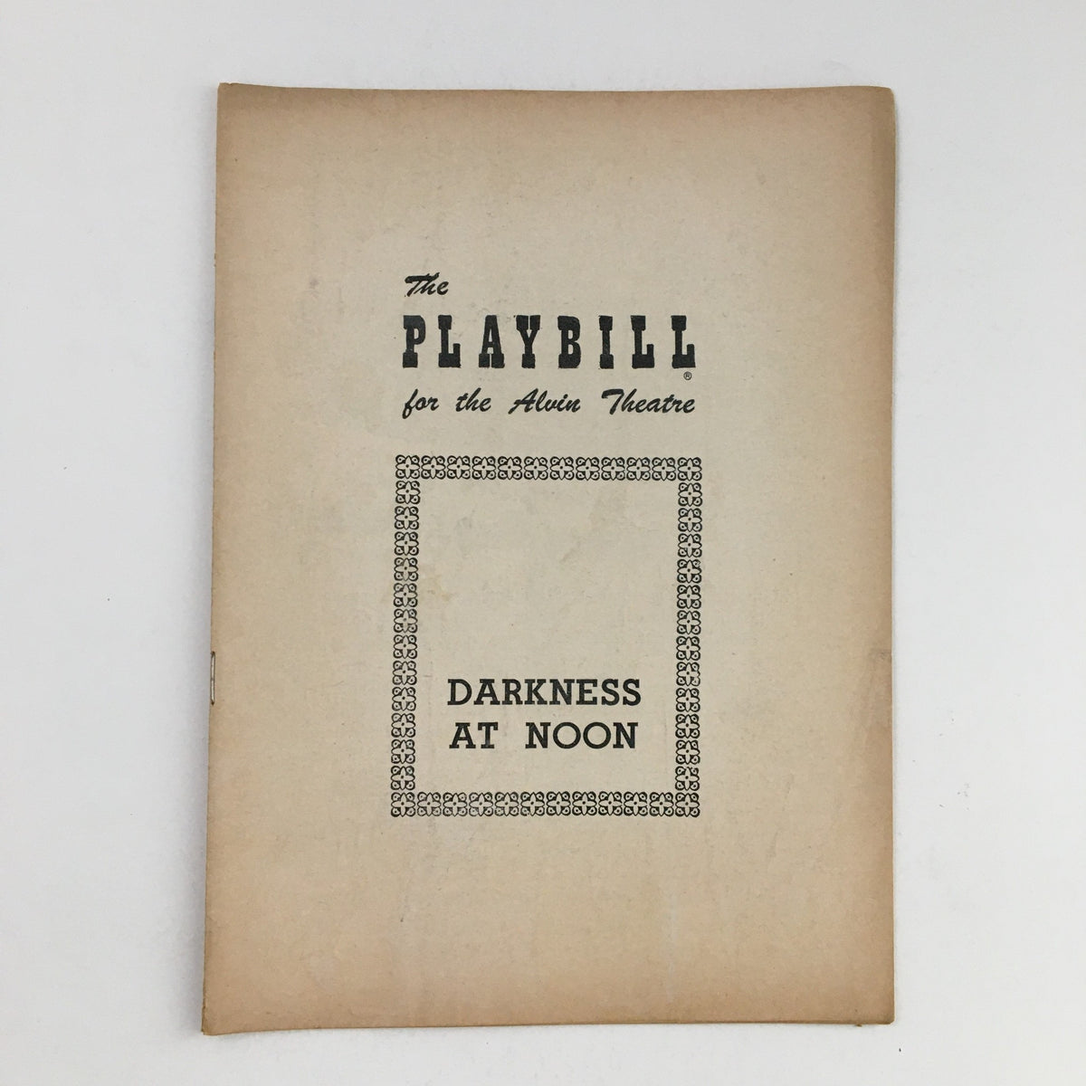 Front cover of the 1951 Playbill for the Alvin Theatre featuring the title 'Darkness at Noon'.