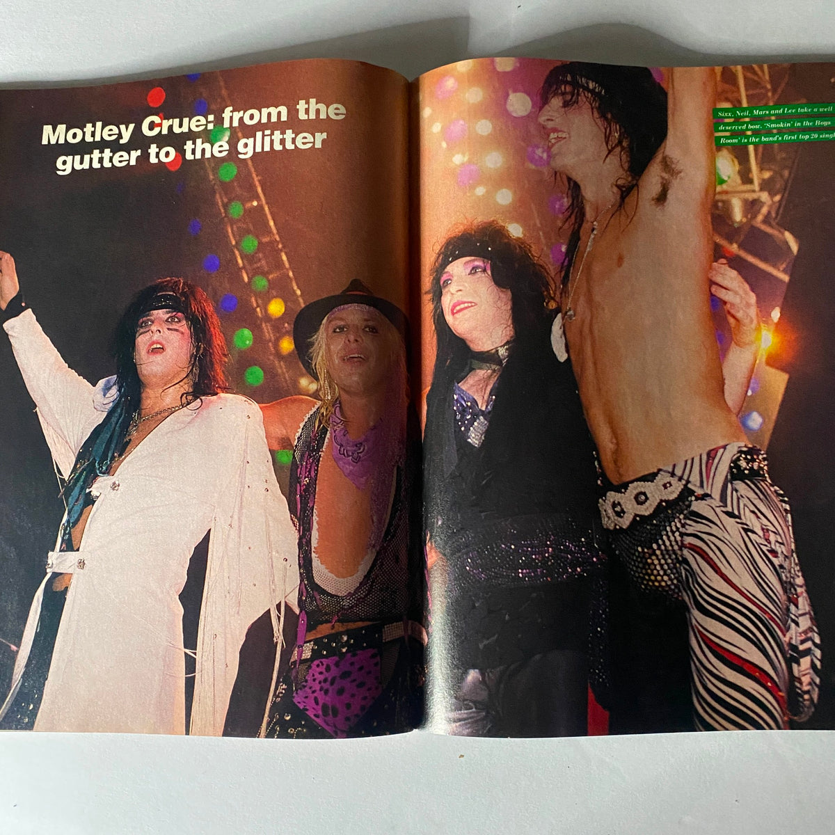 VTG Circus Magazine November 30 1985 showcasing the band Mötley Crüe posing together on stage, capturing the essence of 1980s glam rock.