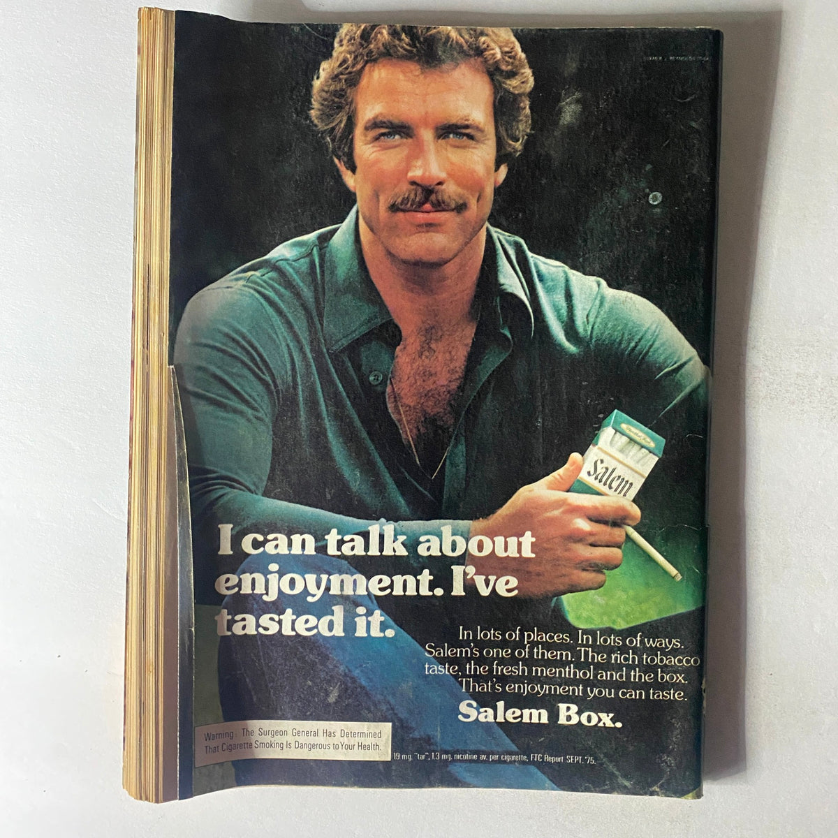 Back cover of VTG Crawdaddy Magazine April 1976, featuring an advertisement for Salem cigarettes, highlighting retro design elements from the 1970s.