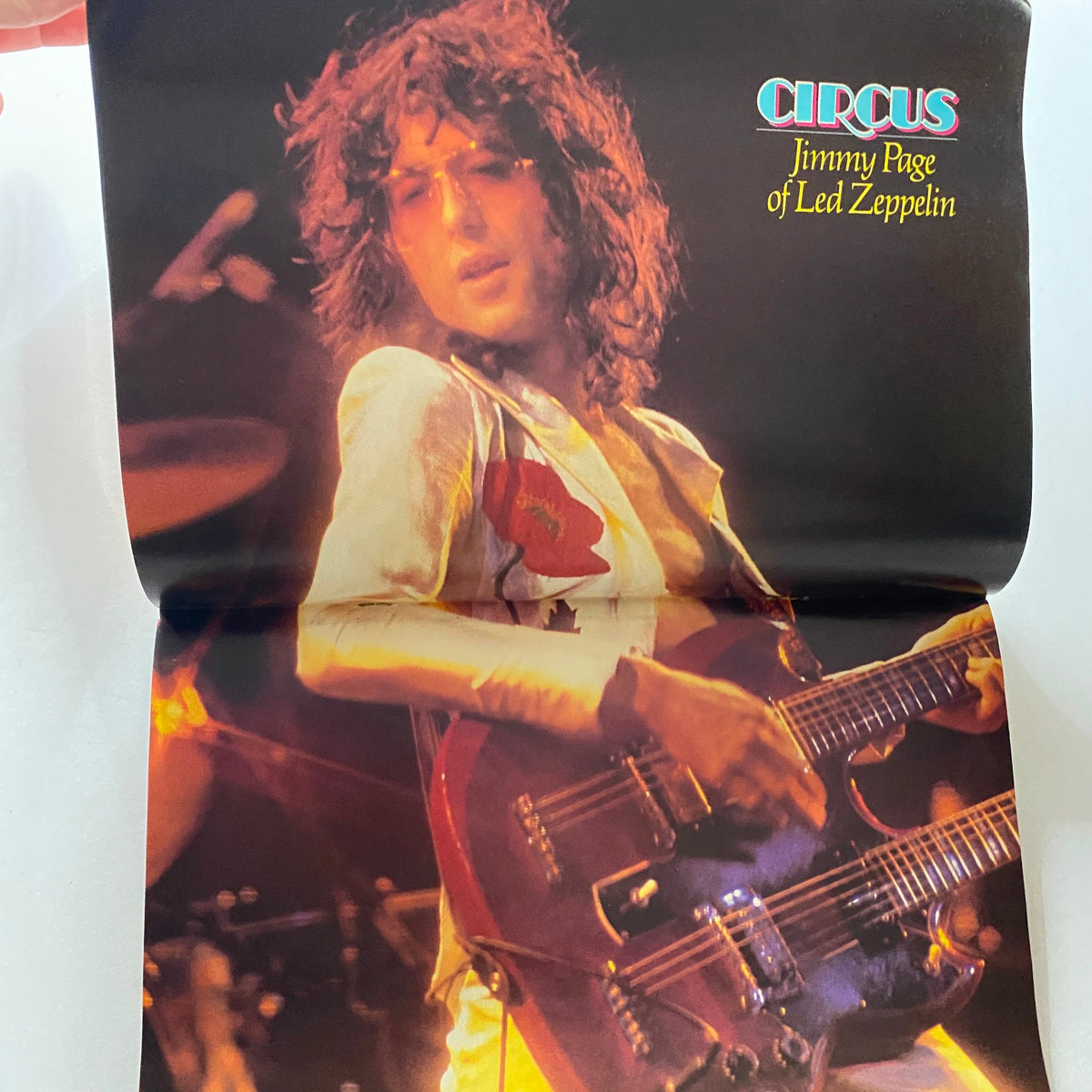 VTG Circus Magazine June 23 1977 featuring Jimmy Page of Led Zeppelin, captivating performance photo with red and yellow lighting.