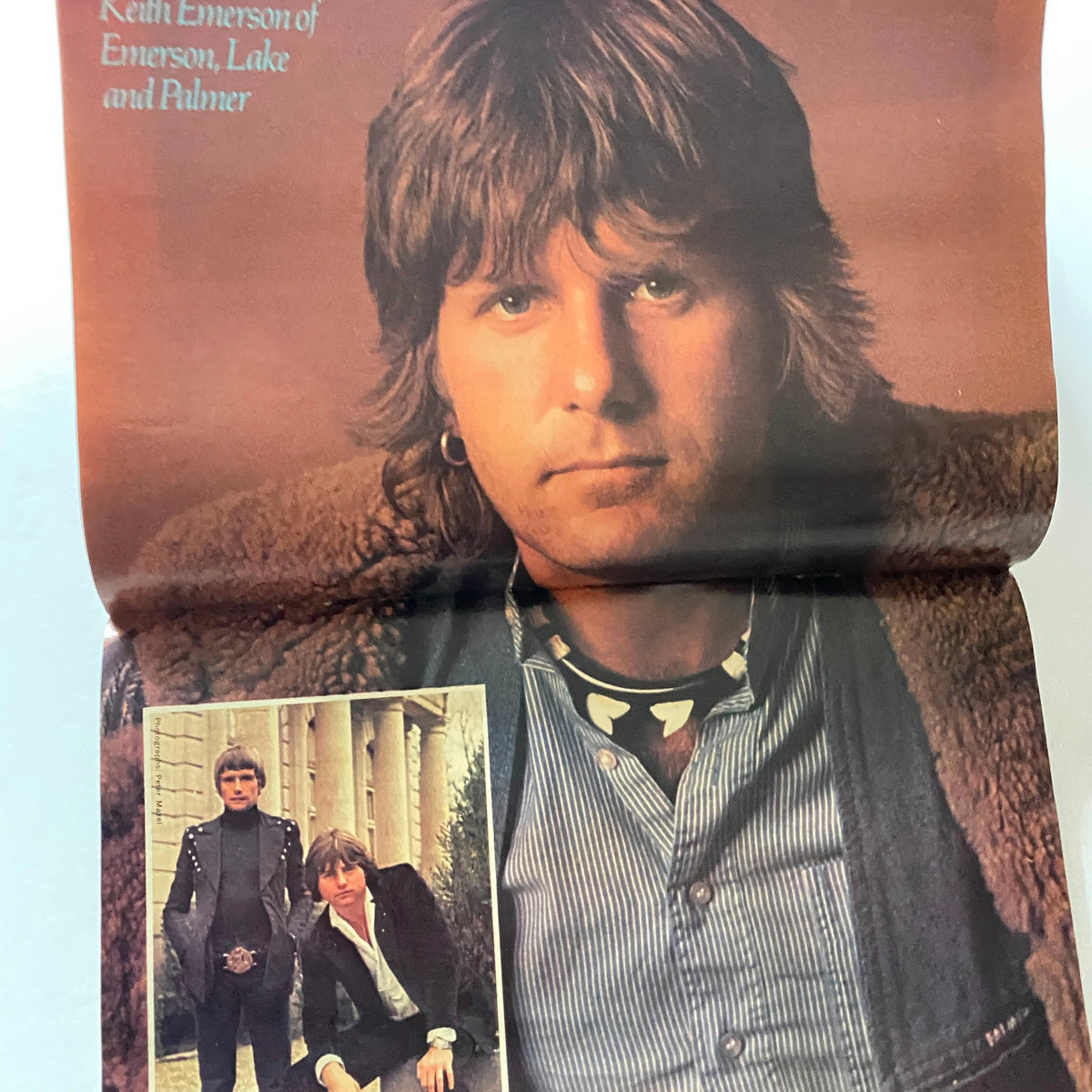 Centerfold image from VTG Circus Magazine May 26 1977, featuring Keith Emerson of Emerson, Lake and Palmer, emphasizing rock music's influence in the 70s.